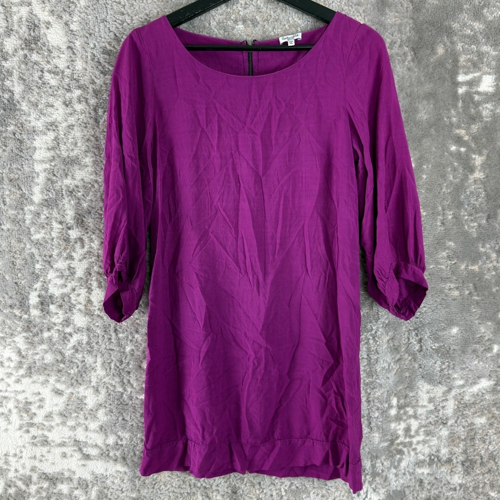 Splendid Size M Party Mini 3/4 Sleeve Minimalist Mini Dress Purple Zip